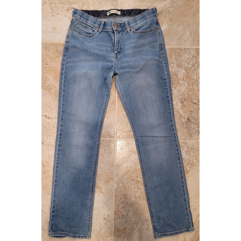 Levi's 525 Perfect Waist Straight Jeans Women's 12 W31 L30 Distressed Wash Denim